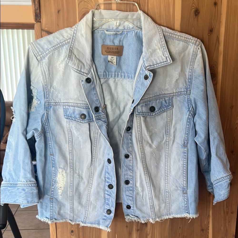 GUESS Distressed Light Blue Jean Jacket